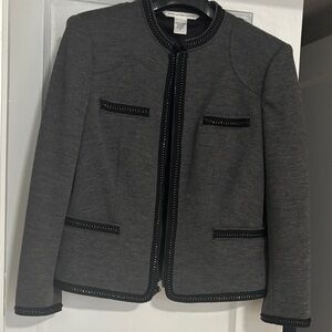 DVF Stylish Gray Blazer with Black Trim
